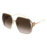 Gucci Gg1322sa 002 Square Shape Brown Gradient Gold