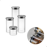 Conjunto 4 Potes De Vidro Herméticos Tampa Inox Electrolux 