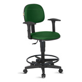 Cadeira Caixa Alta Secretaria C/ Braco Rodizios Rj Verde