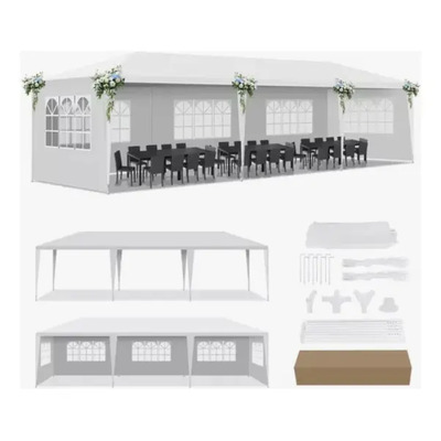 Toldo 3x9 Toldos para Exteriores,Carpa con Ventanas Estructura Armable, Ideal para Jardín ,Playa,Ferias para Auto Jardines y Exteriores y Boda y Fiesta Facil Armar lona impermeable Blanco | Envío gratis