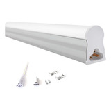 Led Tubular T5 90cm 14w C/calha Acoplada Completa Luz Quente