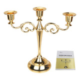 Weisipu Candelabro De Metal Para Vela De 3 Brazos (dorado)