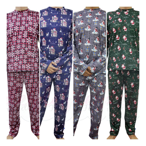 Pijamas Navideñas Caballero Pantalón Camisa Largos - Cortos