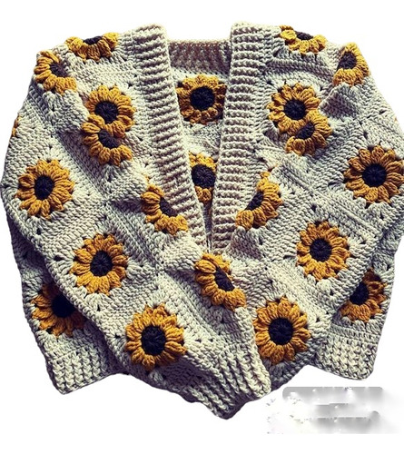 Cardigan Tejido A Crochet Sunflower No Paro De Dar Vueltas