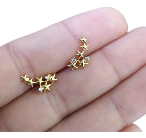 Brinco Ear Cuff  Pedra Zirconia Dourado Estrela Pequeno