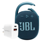 Jbl Clip 4 (azul) + Paquete Con Cargador De Pared Bytech Uni