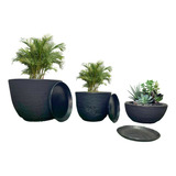 Jogo 3 Vasos Grafiato Luxo Planta Casa Decor Jardim Varanda