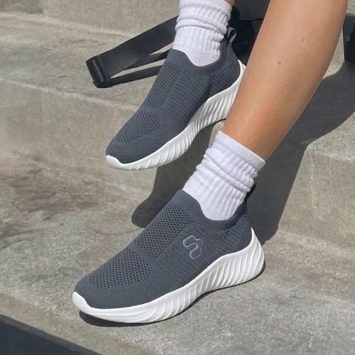 Tenis Charly Tipo Calcetin Original Textil Tela 1086427 Gris