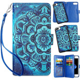 Funda Para iPhone 7 Plus/8 Plus - Azul Mandala Con Tarjet...