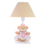 Abajur Luxo Infantil Menina Luminária Ursinha Ted Rosa Cor Da Cúpula Cúpula Bege