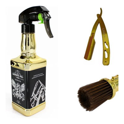 Kit Atomizador + Bledo + Portanavaja Dorado Barberia | Envío gratis