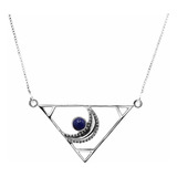 Collar De Plata 925 Triángulo Lunar Con Lapislazuli