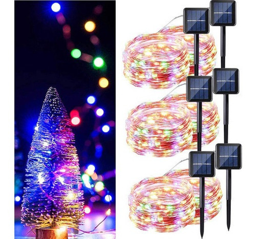 Cadena De Luces Solares 8 Modos Para Navidad 6pieza (s) 100l