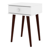 Mesa Lateral Retrô 1 Gaveta Movelbento Cor Branco