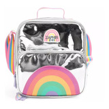 Lunchera Infantil Escolar Zaphir Kids Metalizada Arcoiris Color Plateado