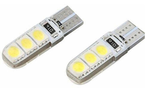 2 Lampara Led Posición T10 6 Smd Siliconado Alto Brillo