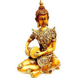 Músico Buda Hindu Com Percussão Decorado Com Pedras.