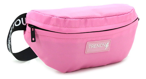 Riñonera Mujer Trendy Xl Con Tira Estampada Ajustable Moda Color Rosa Diseño De La Tela Liso