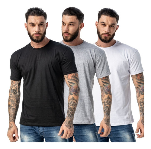 Kit 3 Camisetas Masculinas Lisa Premium Algodão Fio 30.1