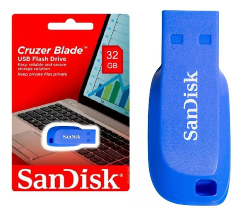 Pendrive Sandisk Cruzer Blade 32gb Usb 2.0 Azul Blue Pc