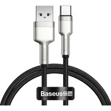 Cable C/rapida  Baseus Usb A Usb-c 66w 1 Mts Negro/plateado