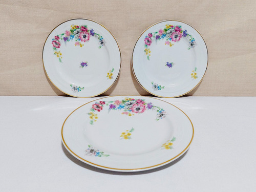 Juego 3 Platos Postre Porcelana Limoges Ahrenfeldt De 19 Cm