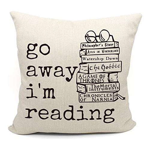 Funny Quotes Go Away I'm Reading Throw Pillow Funda...