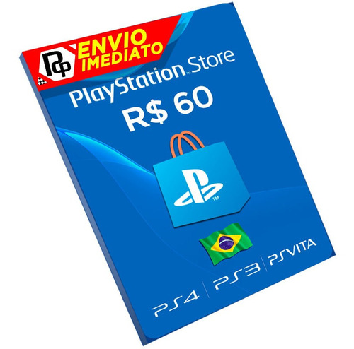 Cartão Psn Playstation R$60 Reais Cartão Br Brasil Psn 60 Re