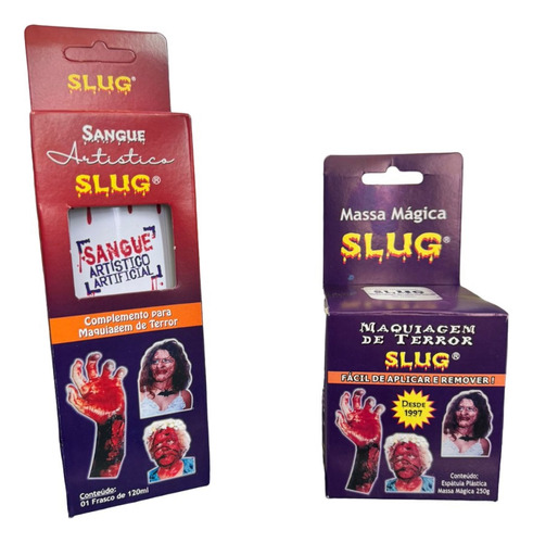 Kit Maquiagem De Terror Slug Massa 250gr+ Sangue Artificial