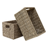 Cesta De Mimbre Homestead Seagrass Con Asas Para Almacenamie