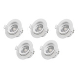 Kit5 Luminária Embutir Spot Led 7w  Redondo Downlight Bivolt