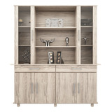 Modular Comoda Vajillero Orlandi 1,60 6 Puertas 2 Cajones Color Abedul