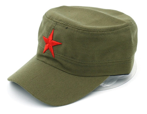 Boné Verde Estrela Vermelha Bordada Cap Comunista Cuba Urss