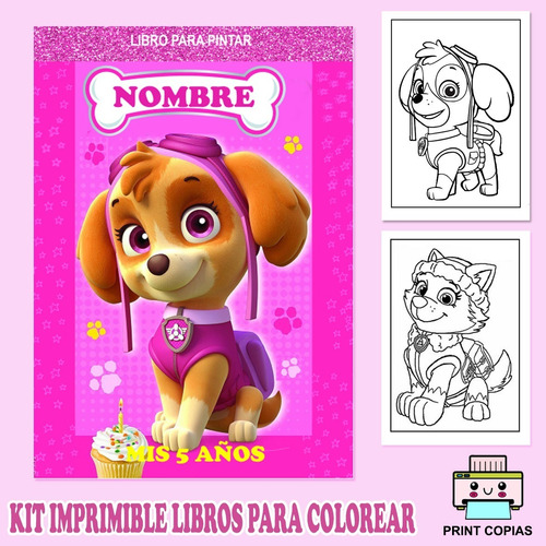 Kit Imprimible Librito Para Pintar Y Person Paw Trol Niña