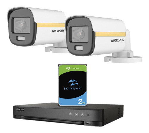 Kit Seguridad Hikvision Dvr 4ch + 2 Cámaras 1080p + Disco2tb