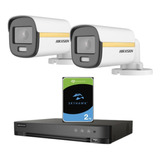 Kit Seguridad Hikvision Dvr 4ch + 2 Cámaras 1080p + Disco2tb