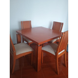 Comedor De 100 X 80 Cm Con 4 Sillas De Madera Maciza