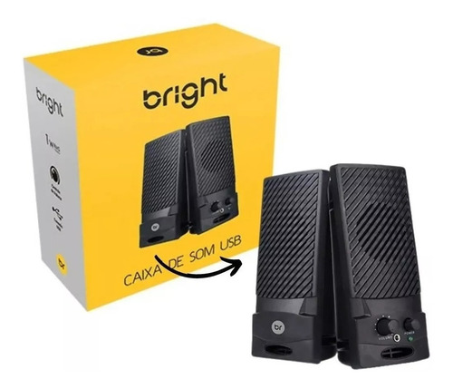 Caixa De Som Ubs 2.0 Speaker Preta Bright 0058 Kit 4 Unidade