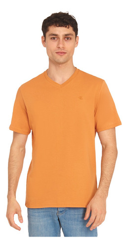 Playera Calvin Klein De Cuello V Color Naranja Para Hombre  