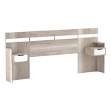 Respaldo De Cama Sommier Madera + Mesa Luz Integrada - Integ Color Barrique