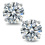 Boya Moissanite Stud Aretes Para Mujer, 0.6-2ct 18k Oro Blan