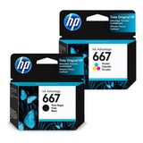 Kit Cartucho Hp 667 Preto + Hp 667 Colorido Originais 