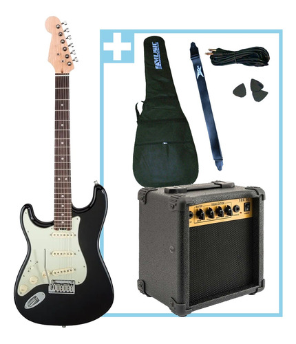 Combo Pack Guitarra Electrica Zurda + Amplificador 10w + Acc