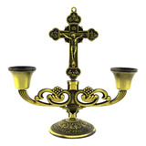 Portavelas Christian Candle Heymamba De Metal Bronce