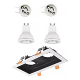 Foco Doble Aro Móvil Embutido + Bases Gu10 + 2 Dicroicas Led