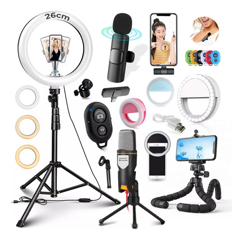 Ring Light Lapela Bluetooth iPhone Android Kit Youtuber