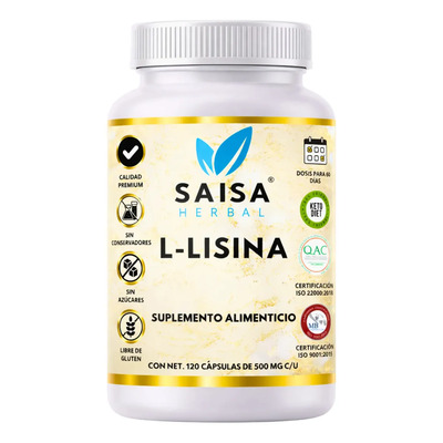 L-Lisina | 100% Pura 120 Cáps | SAISA HERBAL | Lisina | Suplemento Alimenticio | Apoyo Muscular, Síntesis de Proteínas y Sistema Inmune | MercadoLibre