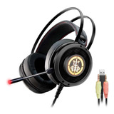 Headset Gamer K-mex Ar50 Bope1 Rgb Stereo Preto Com Led