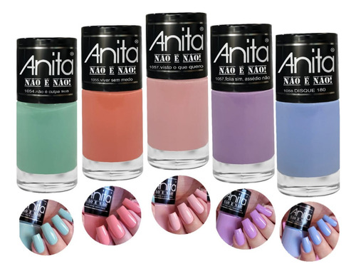 Coleção Não É Não Anita 5 Esmaltes Cor Rosa