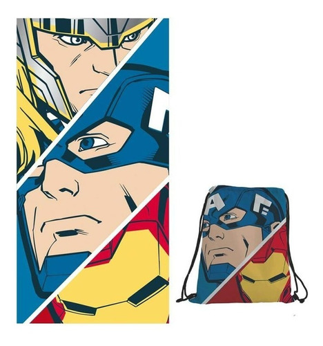 Toalla De Playa Y Morral Cordel Marvel Superheroes 